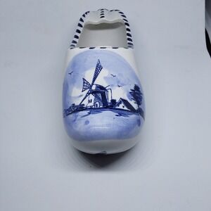 Vintage Delft‎ Blue 5" in Hand Painted Clog Shoe Holland Windmill Flower
